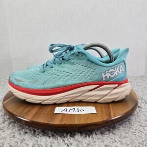Hoka One One Womens 9.5B Clifton 8 Aquarella Eggshell Blue Gym Running Shoes